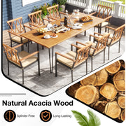 Costway - Acacia Wood Outdoor Furniture Set 9 Pieces Patio Dining Set with 8 Chairs