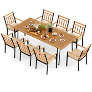 Costway - 9 Pieces Patio Dining Outdoor Furniture Set with 8 Chairs and Umbrella Hole