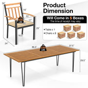 Costway - 9 Pieces Patio Dining Outdoor Furniture Set with 8 Chairs and Umbrella Hole