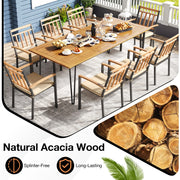 Costway - 9 Pieces Patio Dining Outdoor Furniture Set with 8 Chairs and Umbrella Hole