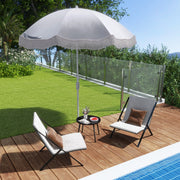 Costway - 6.5 FT Beach Umbrella with Fringe Outdoor Tassel Umbrella with Push Button Tilt-White