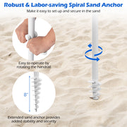 Costway - 6.5 FT Beach Umbrella with Fringe Outdoor Tassel Umbrella with Push Button Tilt-White