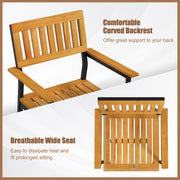 Costway - Patio Outdoor Dining Chair Set of 2 with Metal and Acacia Wood Frame