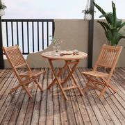 Costway - Outdoor Bistro Set with Slatted Seat and Tabletop for Backyard
