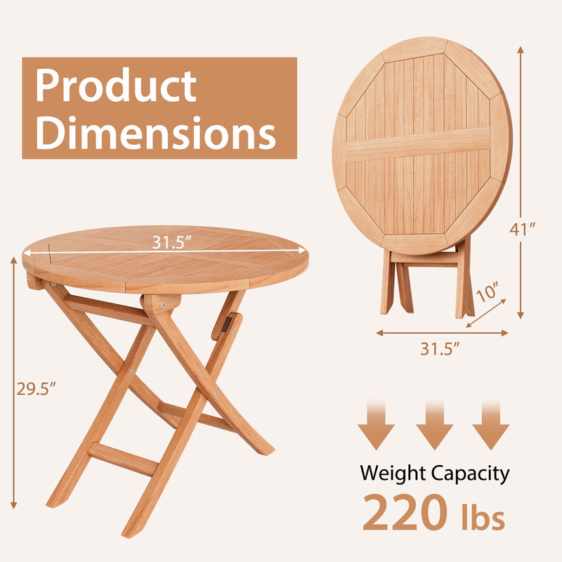 Costway - Outdoor Bistro Set with Slatted Seat and Tabletop for Backyard
