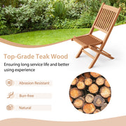 Costway - Outdoor Bistro Set with Slatted Seat and Tabletop for Backyard