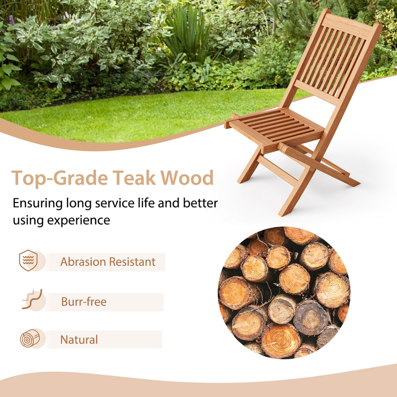 Costway - Outdoor Bistro Set with Slatted Seat and Tabletop for Backyard