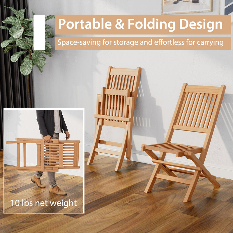 Costway - Outdoor Bistro Set with Slatted Seat and Tabletop for Backyard