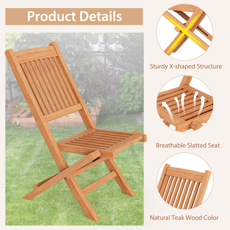 Costway - Outdoor Bistro Set with Slatted Seat and Tabletop for Backyard
