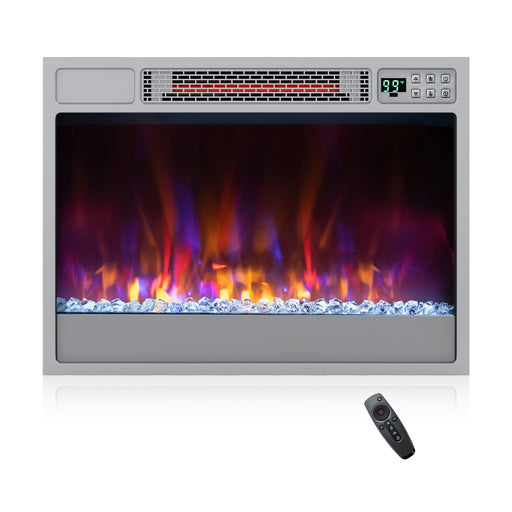 Costway - 23 Inch 1500W Recessed Electric Fireplace Insert with Remote Control-Silver