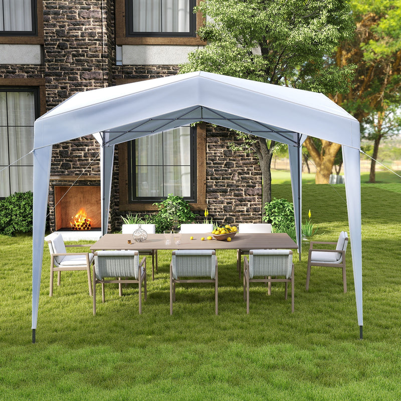 Costway - Pop up Canopy Tent with Portable Wheeled Bag 8 Stakes 4 Wind Ropes-White