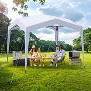 Costway - Pop up Canopy Tent with Portable Wheeled Bag 8 Stakes 4 Wind Ropes-White