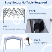 Costway - Pop up Canopy Tent with Portable Wheeled Bag 8 Stakes 4 Wind Ropes-White