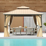 Costway - 12 x 12 FT Hardtop Gazebo Outdoor Pergola for Patio Garden Deck Lawn Backyard Party Tent-Coffee