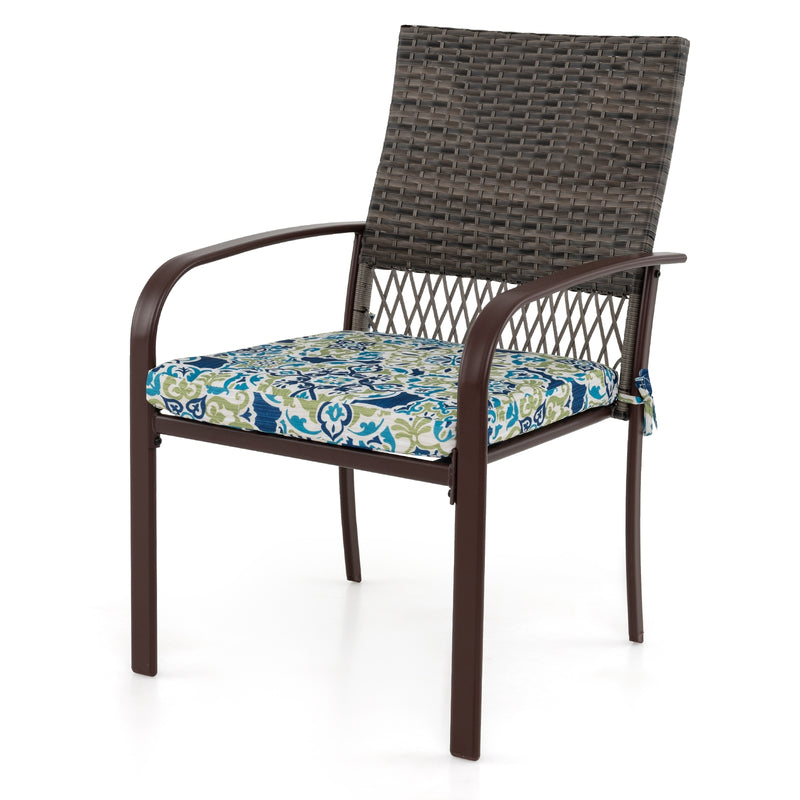 Costway - 5 Pieces Patio Dining Set 4 Cushioned Rattan Armchairs and Square Table