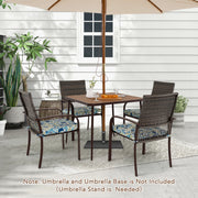 Costway - 5 Pieces Patio Dining Set 4 Cushioned Rattan Armchairs and Square Table