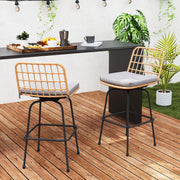 Costway - Patio Swivel Barstools Set of 2 with Soft Seat Cushions-Gray