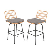 Costway - Patio Swivel Barstools Set of 2 with Soft Seat Cushions-Gray
