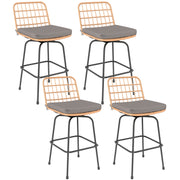 Costway - Patio Swivel Barstools Set of 2 with Soft Seat Cushions-Gray