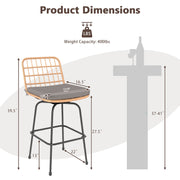 Costway - Patio Swivel Barstools Set of 2 with Soft Seat Cushions-Gray