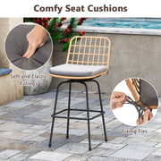Costway - Patio Swivel Barstools Set of 2 with Soft Seat Cushions-Gray