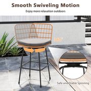 Costway - Patio Swivel Barstools Set of 2 with Soft Seat Cushions-Gray