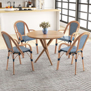Costway - Hand-Woven PE Wicker Outdoor French Bistro Chairs Set of 2-Blue