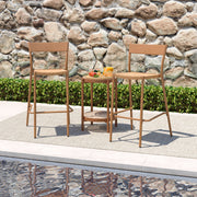 Costway - Patio Barstools Set of 4 with Rattan Seat and Metal Backrest-Light Brown