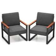 Costway - Patio Aluminum Sofa Modern Armchairs Set of 2 for Balcony-Grey
