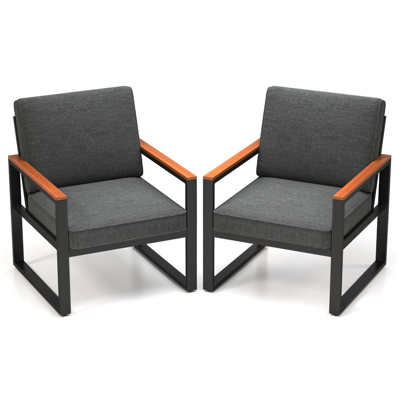 Costway - Patio Aluminum Sofa Modern Armchairs Set of 2 for Balcony-Grey