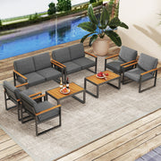 Costway - Patio Aluminum Sofa Modern Armchairs Set of 2 for Balcony-Grey