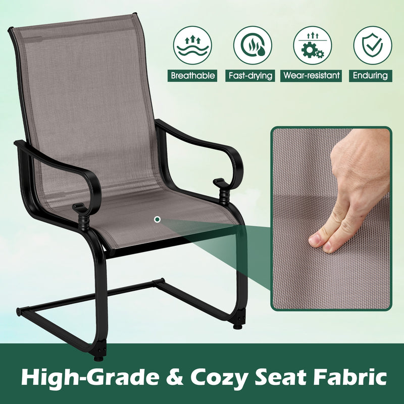 Costway - Set of 2 Patio Chairs with Quick-drying and Breathable Fabric for Backyard-Gray