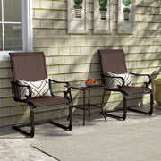 Costway - Set of 2 Patio Chairs with Quick-drying and Breathable Fabric for Backyard-Brown