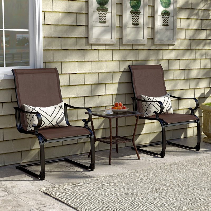 Costway - Set of 2 Patio Chairs with Quick-drying and Breathable Fabric for Backyard-Brown