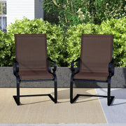 Costway - Set of 2 Patio Chairs with Quick-drying and Breathable Fabric for Backyard-Brown