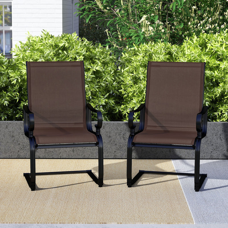 Costway - Set of 2 Patio Chairs with Quick-drying and Breathable Fabric for Backyard-Brown