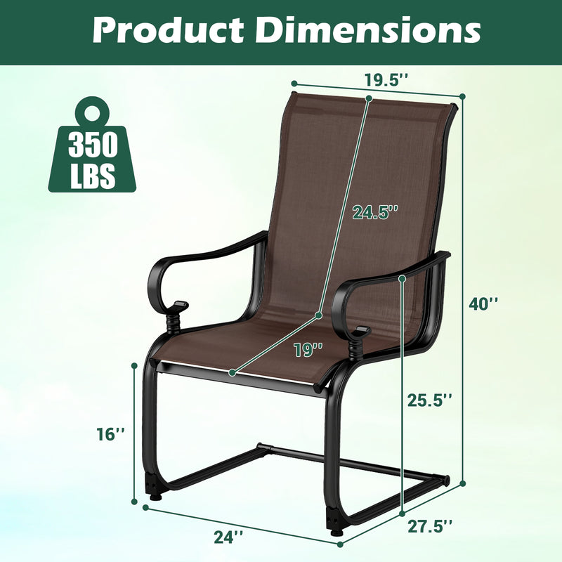 Costway - Set of 2 Patio Chairs with Quick-drying and Breathable Fabric for Backyard-Brown