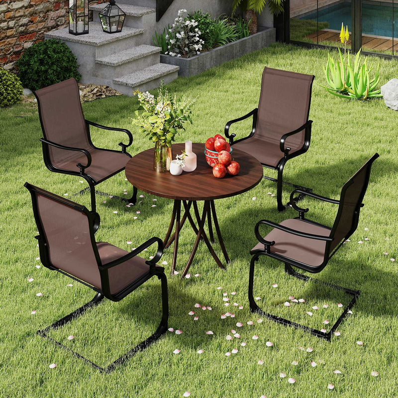 Costway - Set of 2 Patio Chairs with Quick-drying and Breathable Fabric for Backyard-Brown