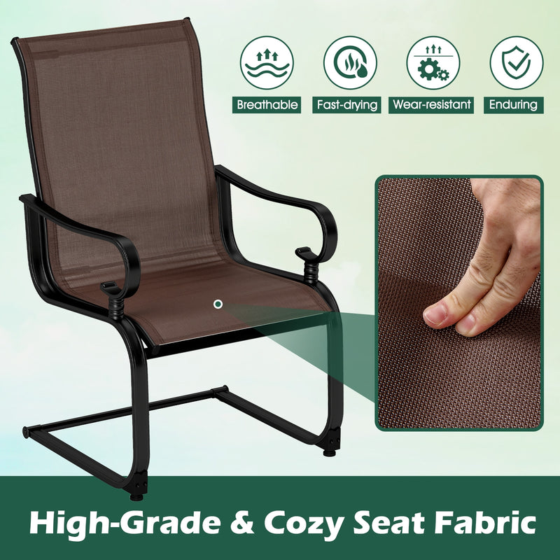 Costway - Set of 2 Patio Chairs with Quick-drying and Breathable Fabric for Backyard-Brown