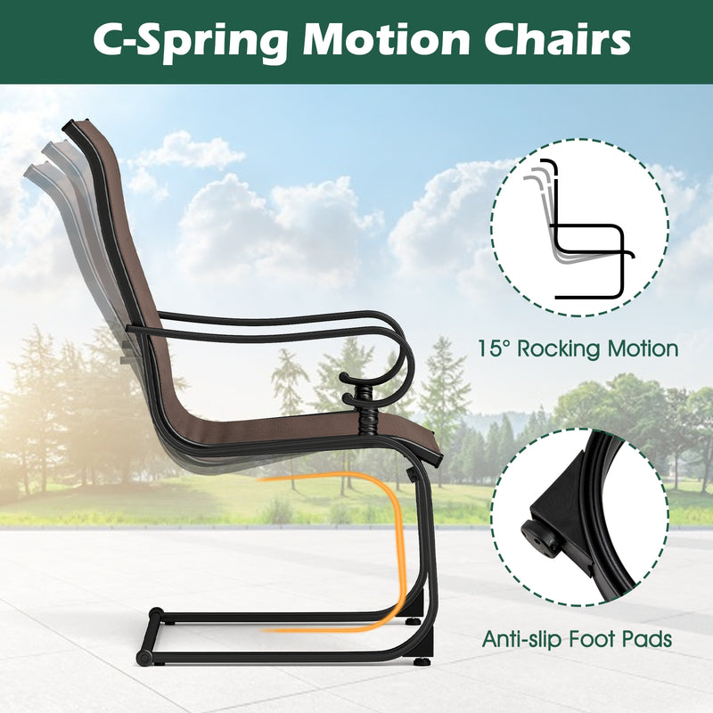 Costway - Set of 2 Patio Chairs with Quick-drying and Breathable Fabric for Backyard-Brown