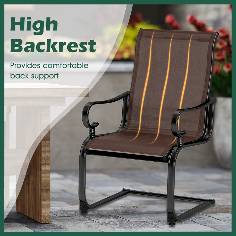 Costway - Set of 2 Patio Chairs with Quick-drying and Breathable Fabric for Backyard-Brown