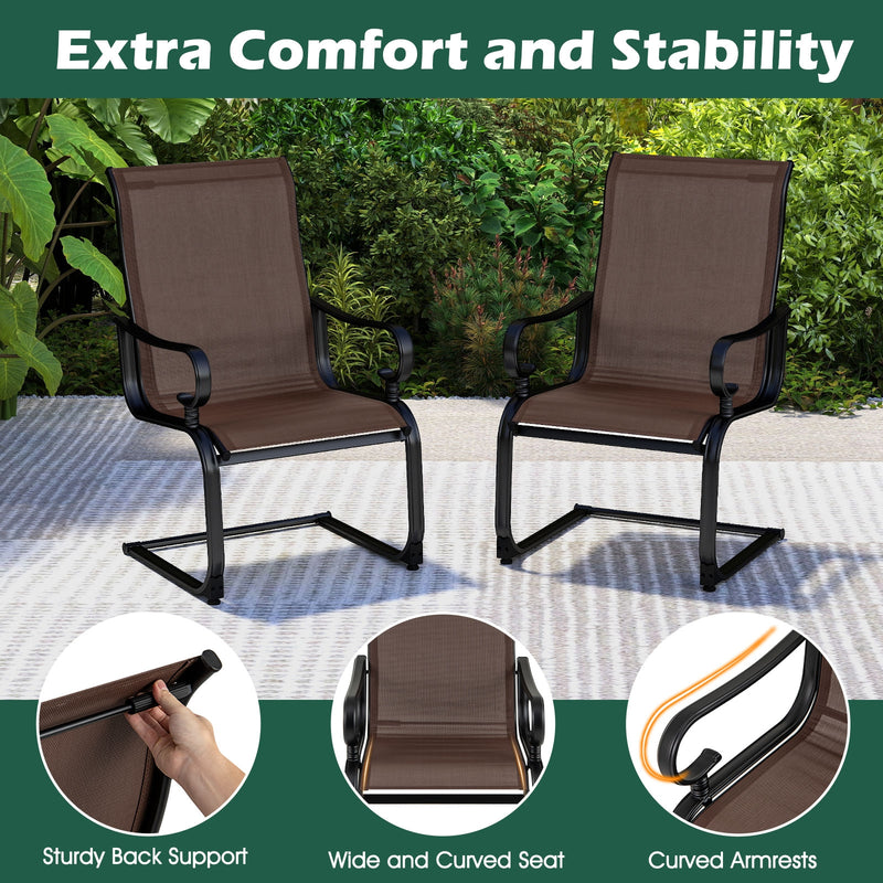 Costway - Set of 2 Patio Chairs with Quick-drying and Breathable Fabric for Backyard-Brown
