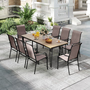 Costway - Patio Dining Chair Set of 2 with Wide Seat and Heavy-Duty Metal Frame-Brown