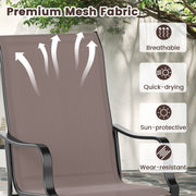 Costway - Patio Dining Chair Set of 2 with Wide Seat and Heavy-Duty Metal Frame-Brown