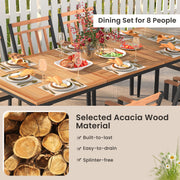 Costway - 9-Piece Patio Dining Set with 8 Wooden Armchairs