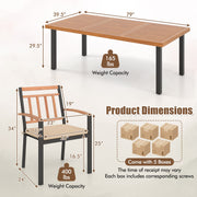 Costway - 9 Pieces Patio Dining Set 39.5 Inch Acacia Wood Table with Umbrella Hole and 24-Inch Wide Chairs
