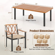 Costway - 9 Pieces Patio Dining Set 39.5 Inch Acacia Wood Table with Umbrella Hole and 22.5-Inch Wide Chairs