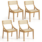 Costway - Outdoor Dining Chair Set of 4 with Webbing Seat and Backrest-Natural