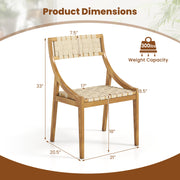 Costway - Outdoor Dining Chair Set of 4 with Webbing Seat and Backrest-Natural