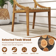 Costway - Outdoor Dining Chair Set of 4 with Webbing Seat and Backrest-Natural